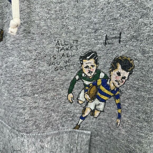 Polo Ralph Lauren Men’s Unisex Cartoon Rugby All Over Printed Fleece Heather Gra - Picture 8 of 16